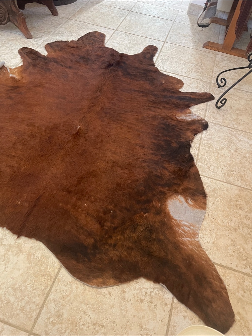 Brown Natural Cowhide Rug 85x77 xxl cowhide rug. - Picture 4 of 10